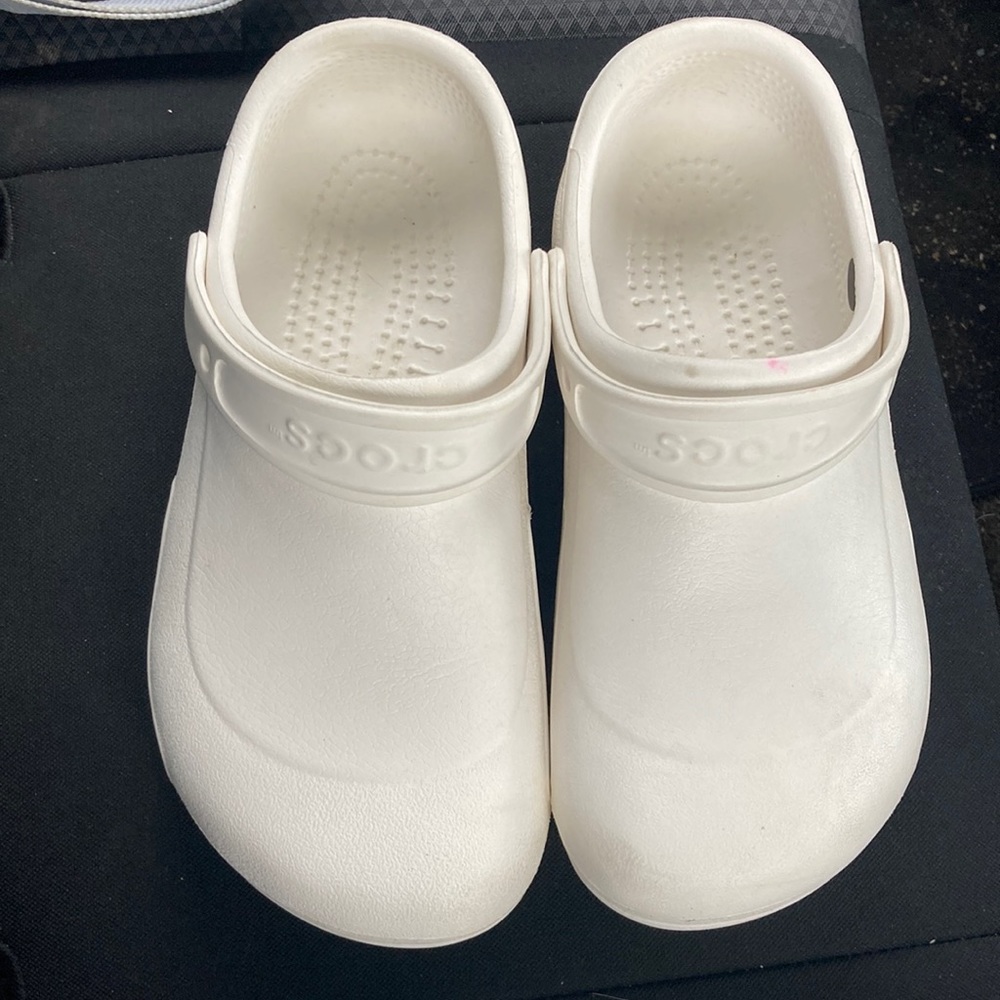 White crocs with grips